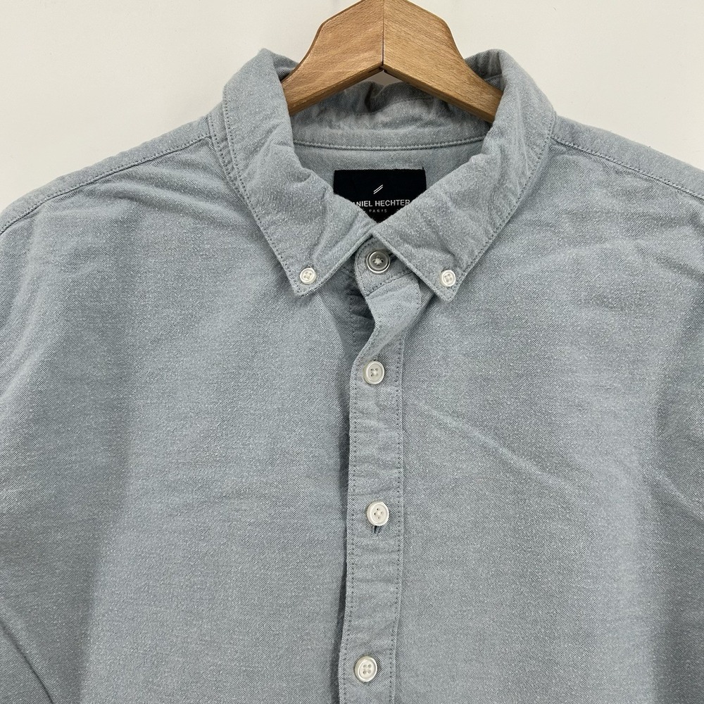 Daniel Hechter Paris Button Down Long Sleeve Mens 2XL Blue Chambray Stretch